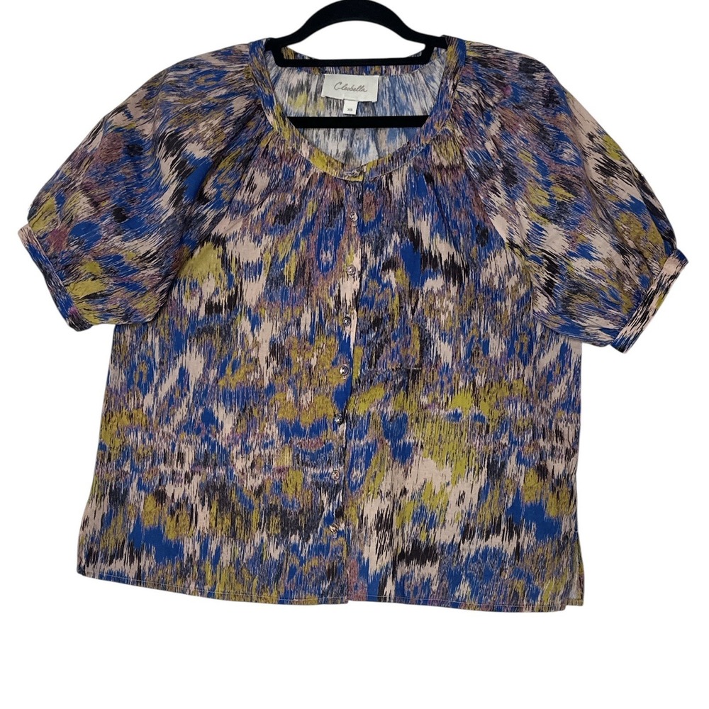 Cleobella Top Women's XS Short Sleeve Button Up Designer Career Cóctel Formal